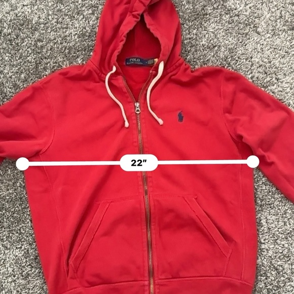 Polo Ralph Lauren Mens Red Zip up Hoodie size Medium - Picture 8 of 13